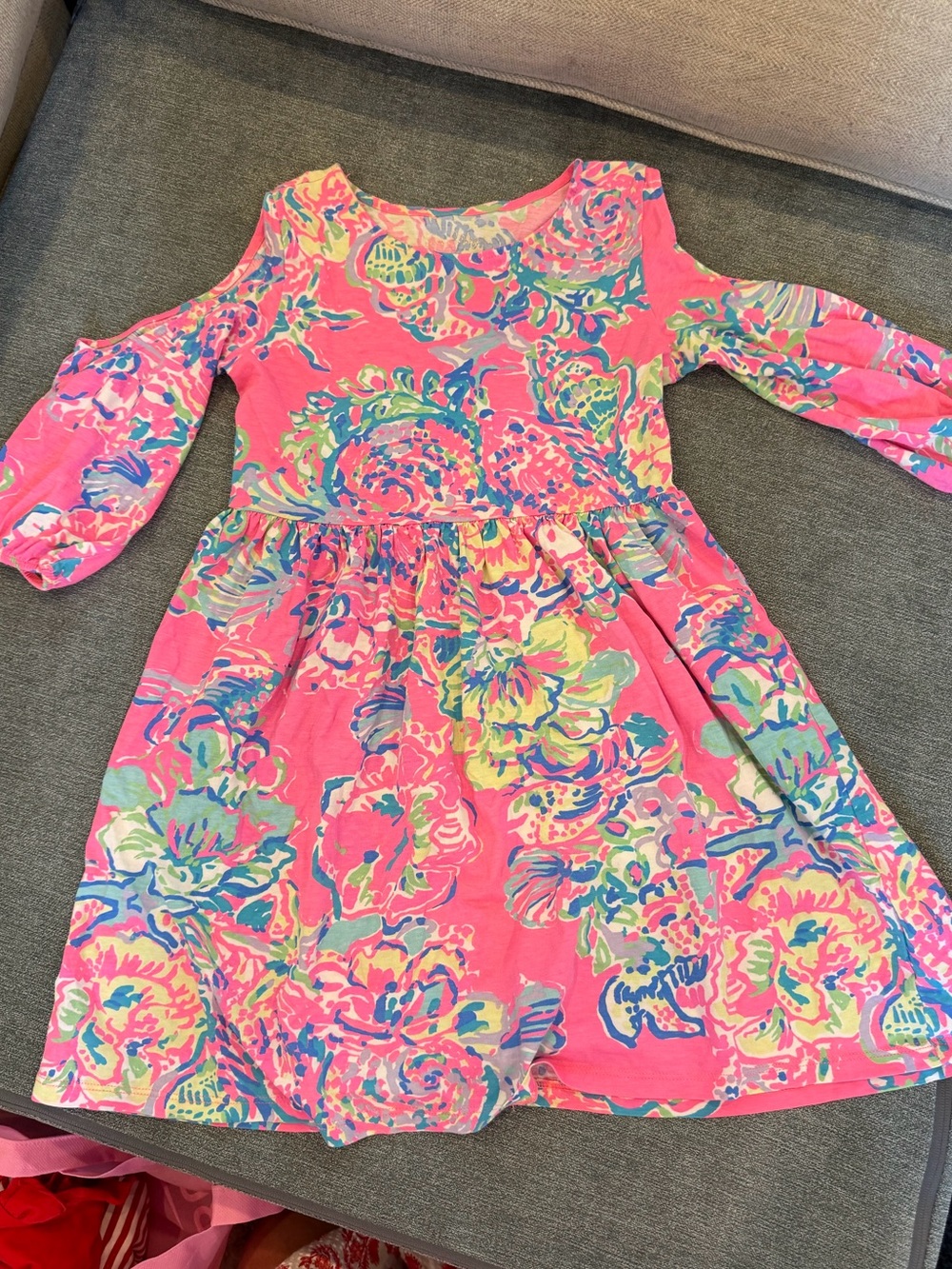 Lilly Pulitzer Girls' Cold-Shoulder Floral Dress in Pink - Lover’s Coral